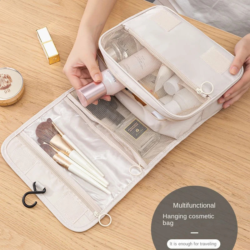 Make Up For Women Foldable Travel Cosmetic Organizer Bags Oxford Waterproof Large Capacity Bathroom Hangbag Korean Tote Bag 241226