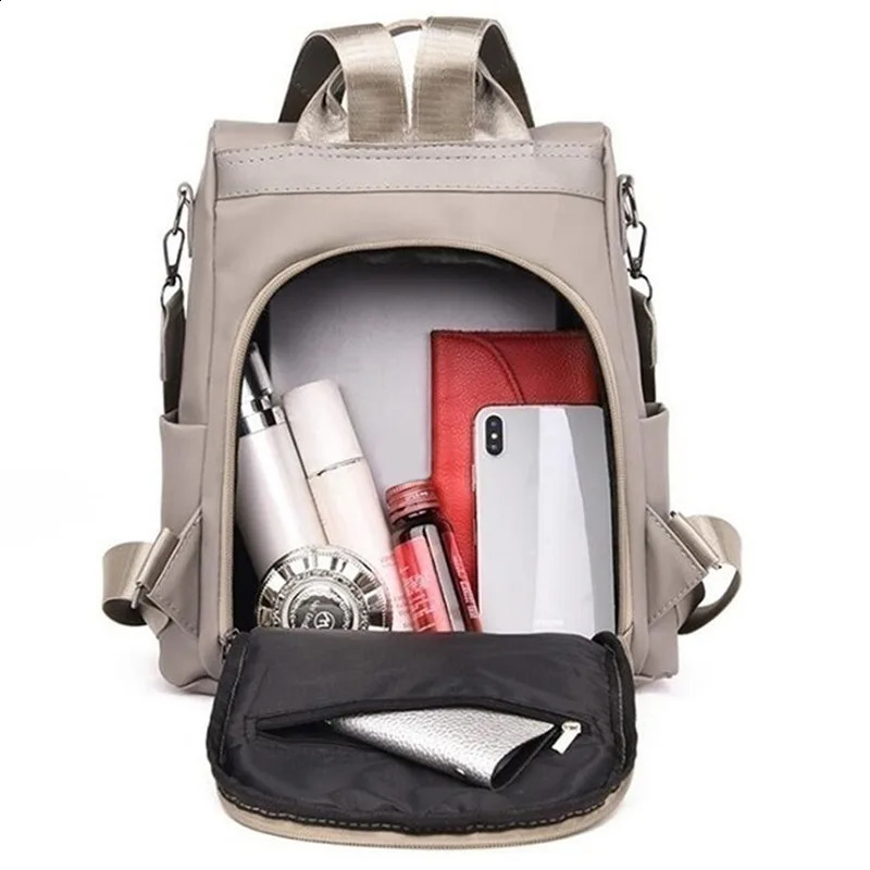 Womens Backpack Casual Nylon Solid Color School Bag Fashion Detachable Shoulder Strap Shoulder Bag Mochila Femenina 241226