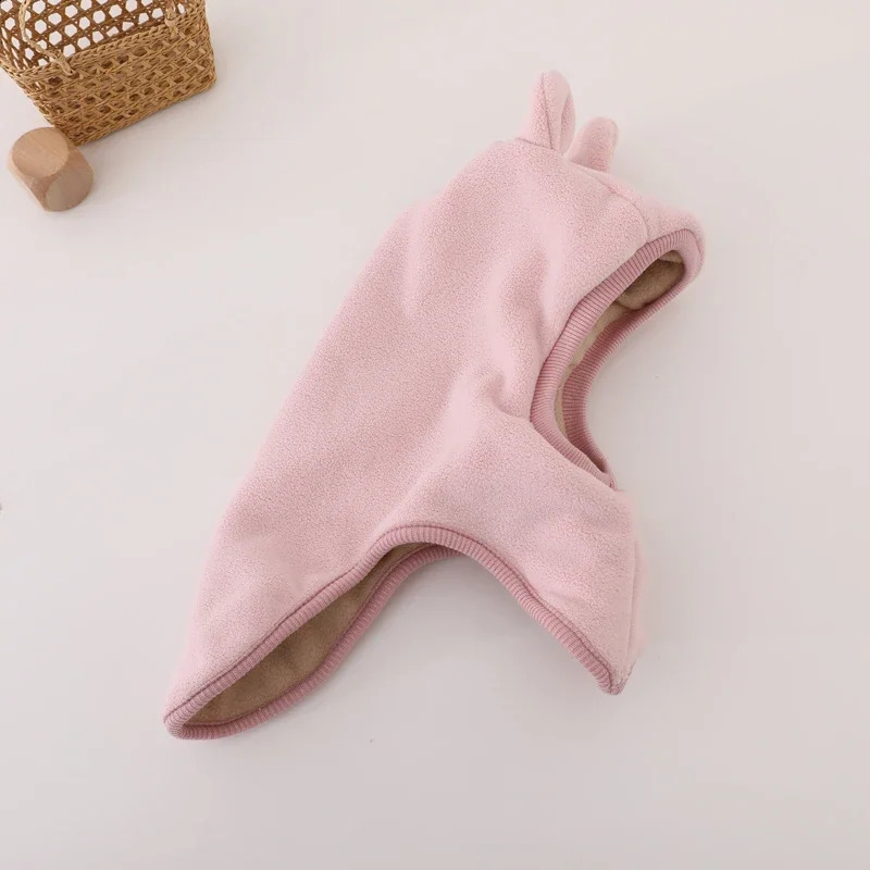 Winter Cartoon Bear Ear Baby OnePiece Hat Kids Warm Protection Cap for Boy Girl Windproof Hood Beanies Plush Balaclava 241225