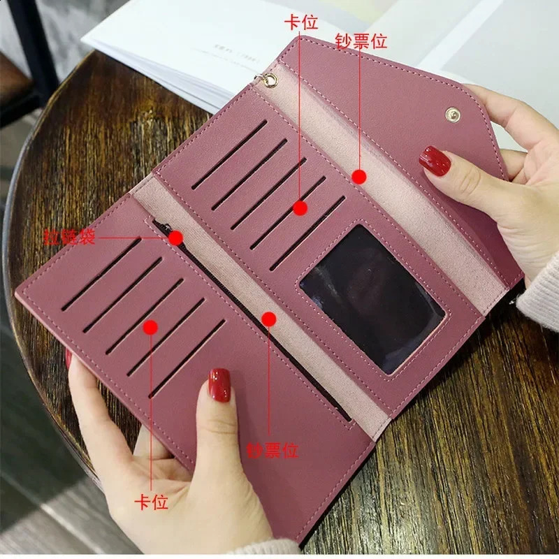 PU Leather long Wallet Solid color Women Purses Fashion Coin Purse Card Holder Tassels Wallets High Quality Clutch Money Bag 241224