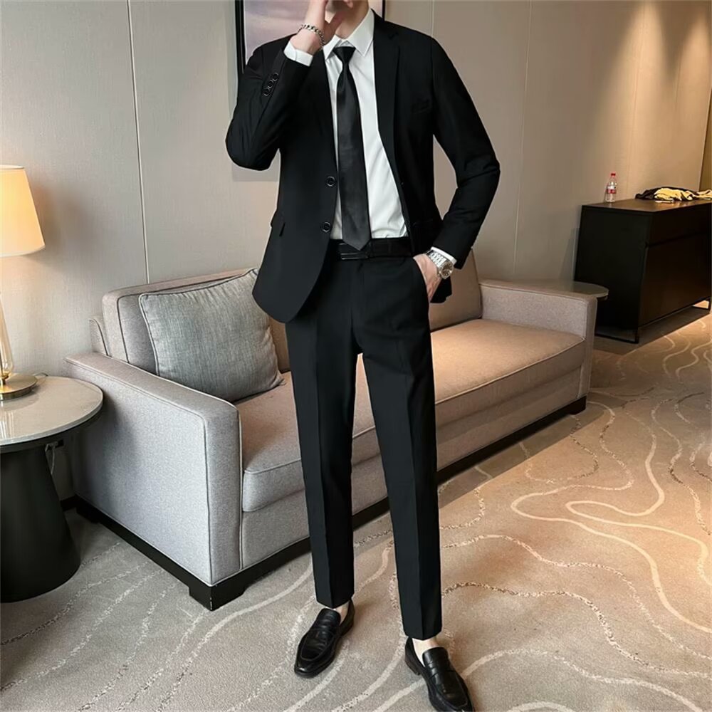 T1227Men's suit Korean style groom wedding formal suit slim fit best man