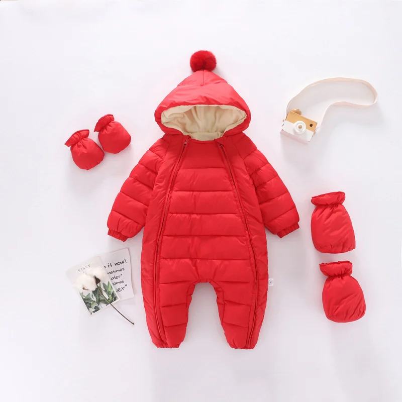 born Hooded Plus Velvet Warm Boys Snowsuit Toddler Snow Suit Baby Girl clothes Cotton Overalls Jumpsuit Rompers 241225