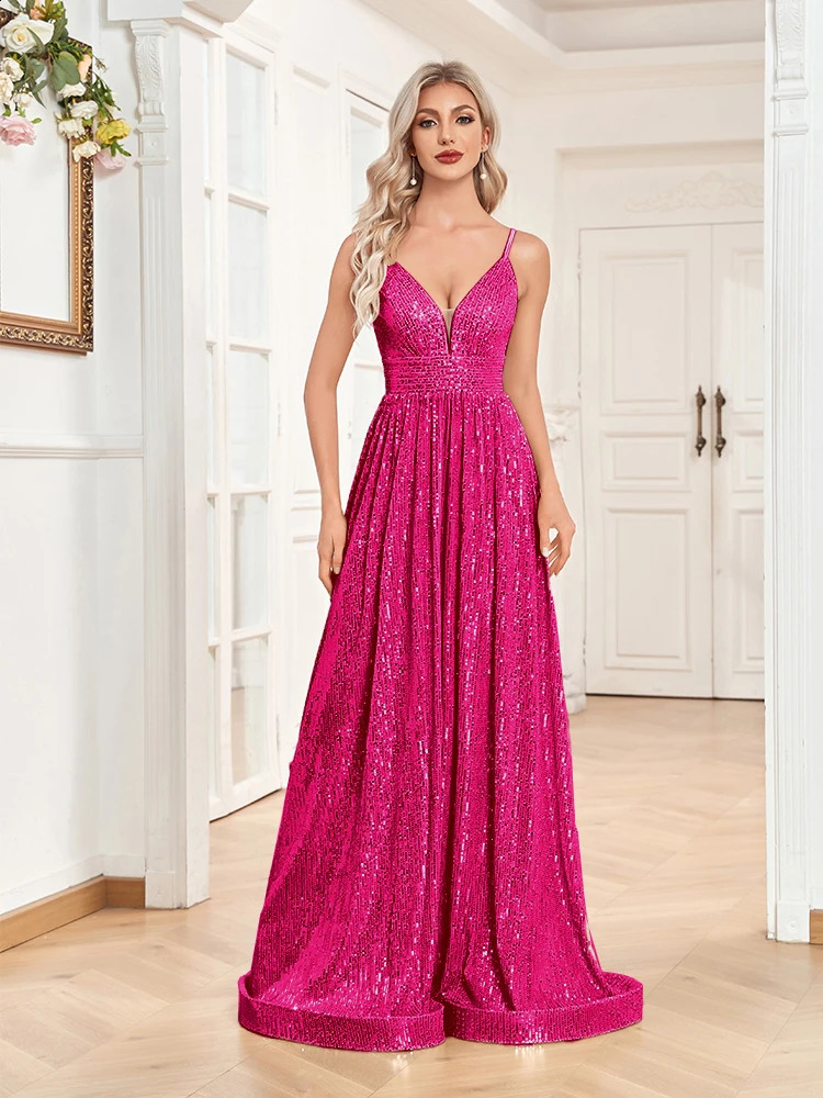 Lucyinlove Elegant Sexy Backless Sequins Evening Dress Long Mermaid Formal Gown Women Wedding Party Dresses Caicktail Prom 241223
