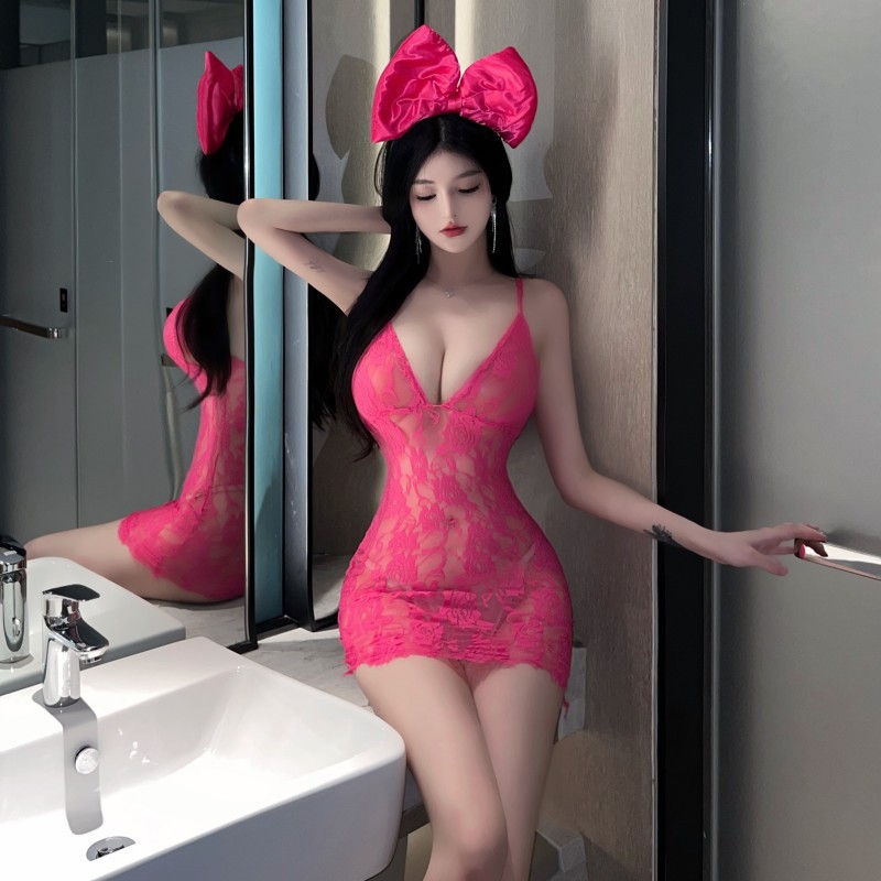 H8162 Sexy hot girl lace slim fit suspender hip dress female
