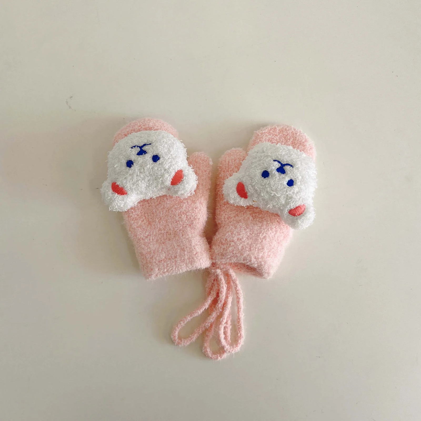 Cartoon Bear Baby Mittens Winter Warm Kids Girl Gloves Knitted Children Toddler Thick Teething Mitten Handschoen 14Y 241225