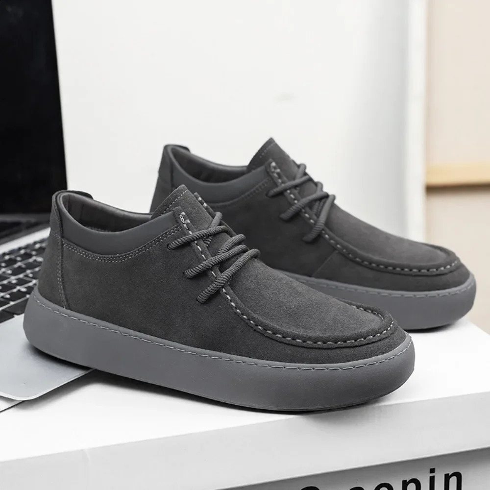 Mens Shoes Genuine Leather Retro Casual Shoes Lace Up Ankle Boots Cow Reverse Velvet Low Top Shoes for Men Leather Original241226