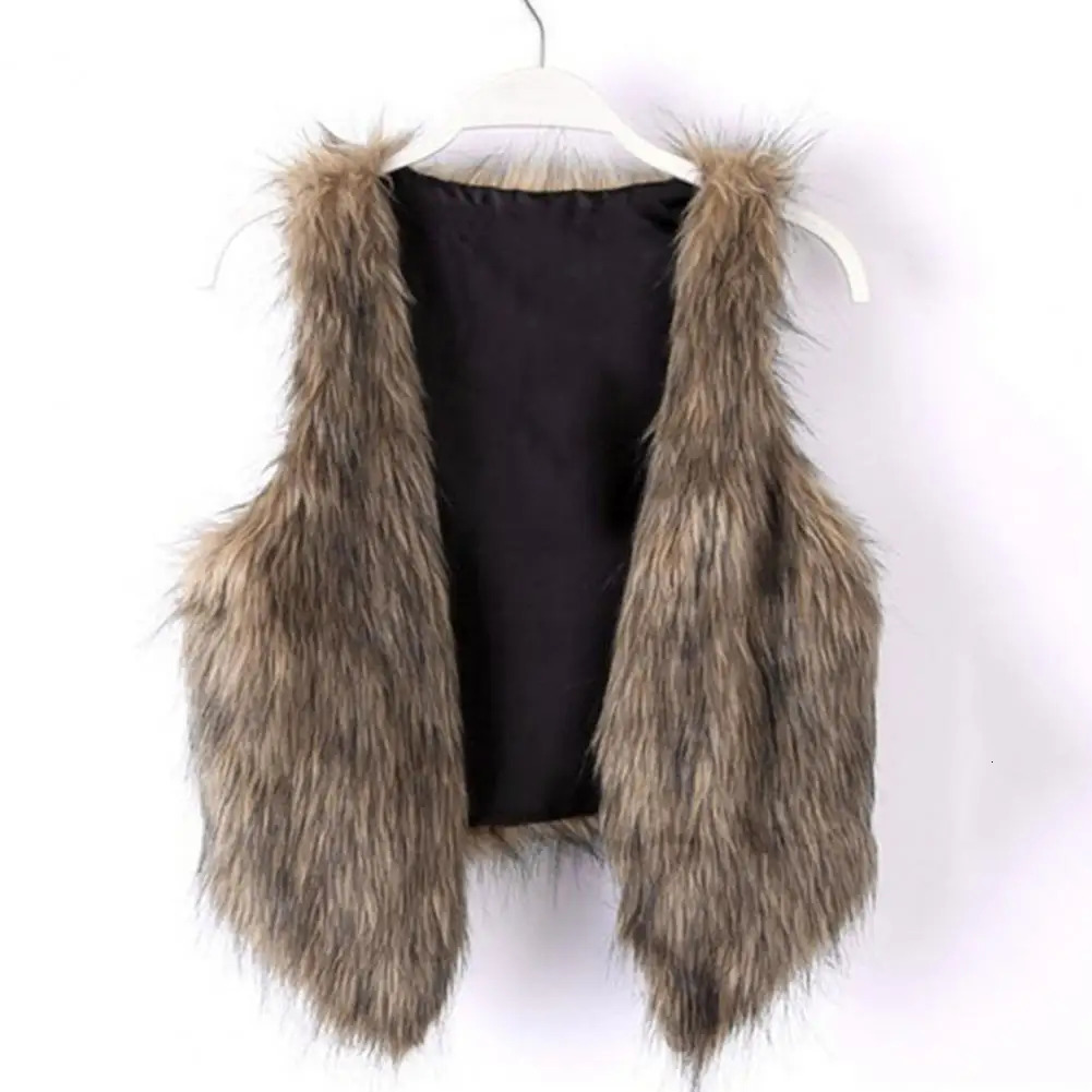 Female Faux Fur Womens Rabbit Knitted Raccoon Collar Vest Vests Real Sleeveless Gilets Tops Wholesale 241223