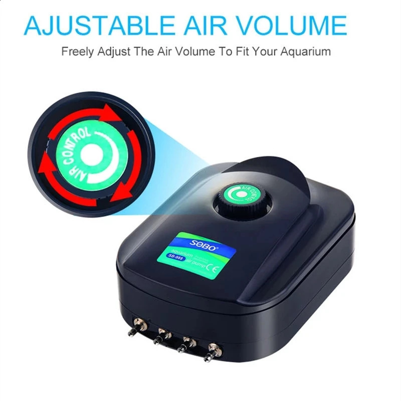 SOBO High Power 8w 12w Fish Tank Oxygen Air Pump Fish Aquarium Air Compressor Adjustable Air Flow Oxygen Pump For Fish 220V-240V 241225