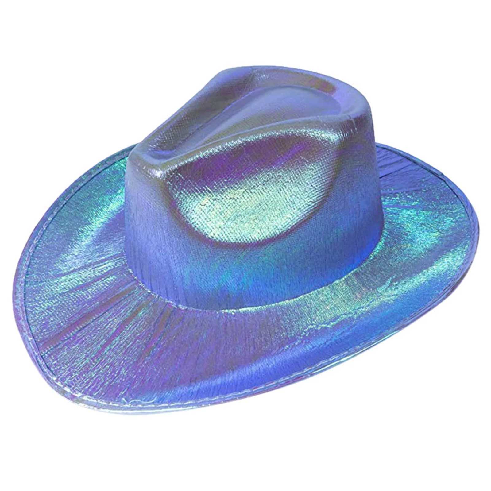 Halloween Fluorescent Denim Hat Mit Fashion Retro Western Party Cs Karneval Night Club Rainbow Denim Composite Laser Hat W241225