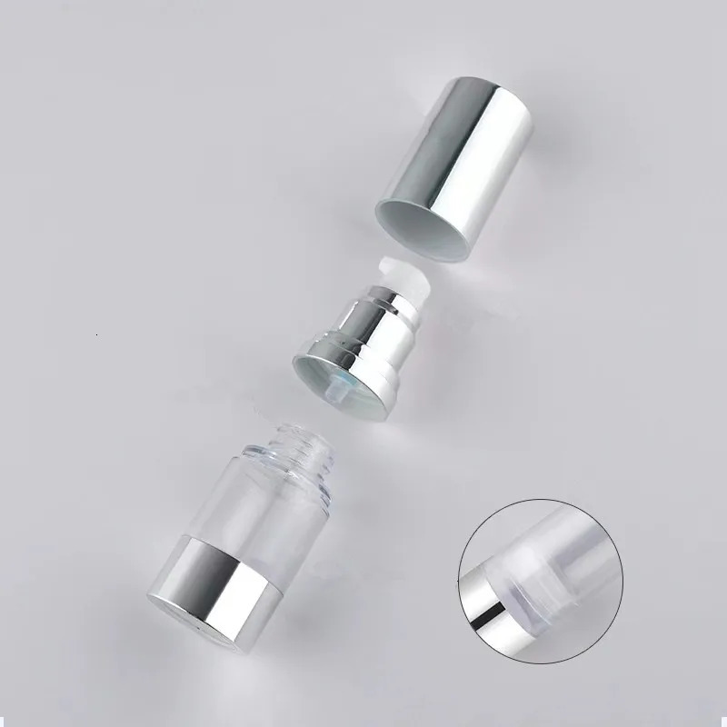 Bright/Matte Silver Vacuum Bottle Pump Airless Portable Cosmetic Lotion Treatment Travel Empty Container 15ml/30ml/50ml 241225