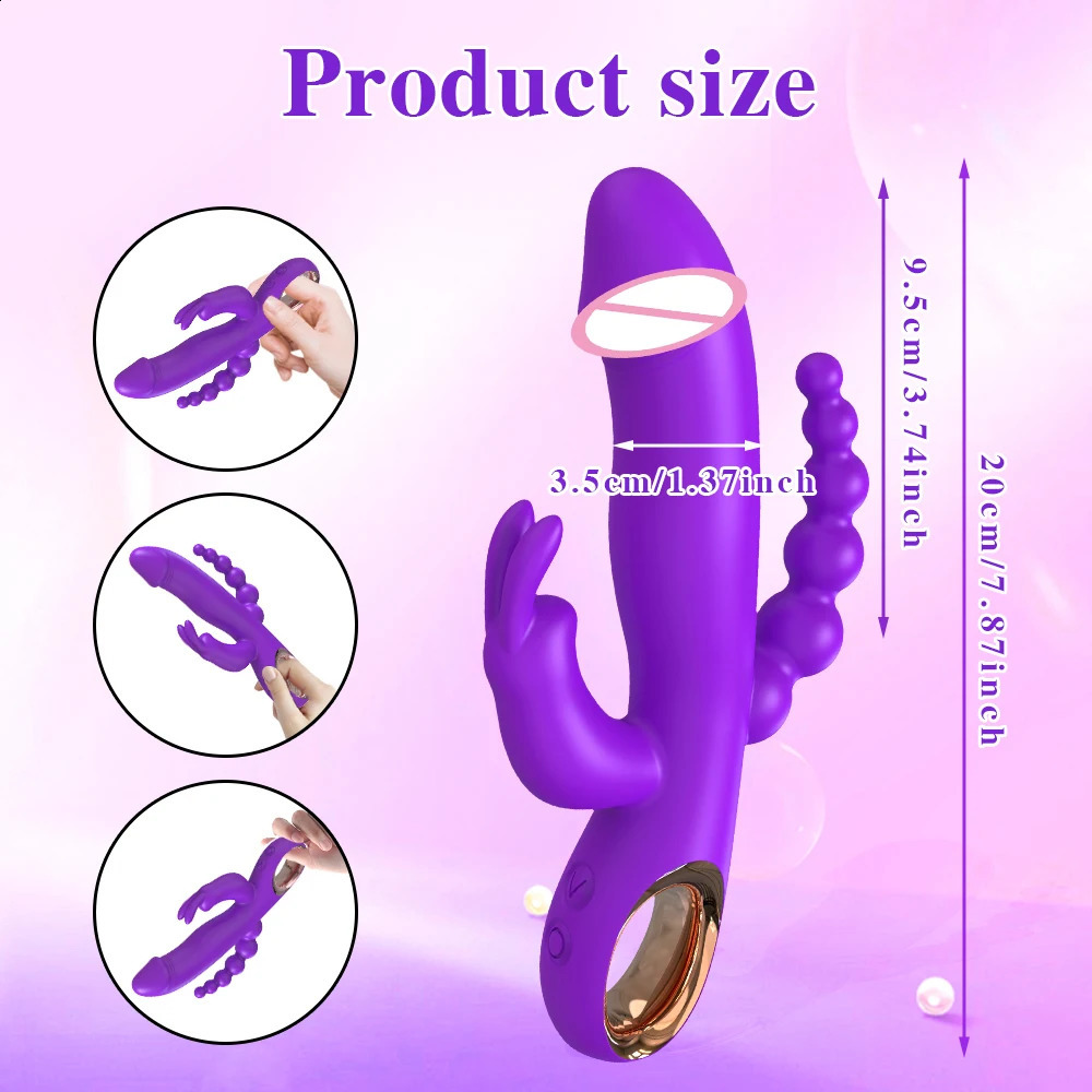 Rabbit Thrusting Vibrator for Woman 3 in 1 G Spot Clitoris Stimulator Vagina Massager Female Masturbator Backyard Anal Sex Toy 241226