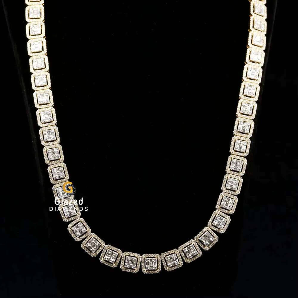 Unique Designer 10Kt Gold Hip Hop K Chain Adorn With Round And Baguette Cut Vvs Clarity Lab Grown Dias For Men