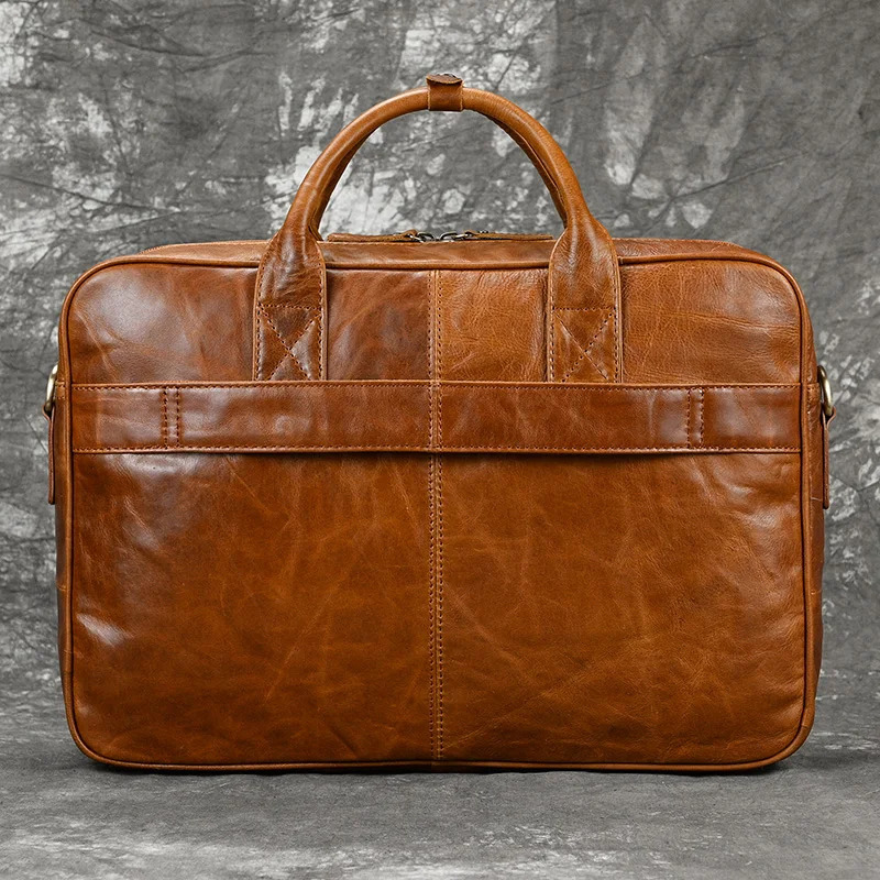 Luufan Mens Briefcase Big Genuine Leather Fit 16 Laptop Business Handbag Cow Leather Messenger Shoulder Bag Male Work Tote Red 241225