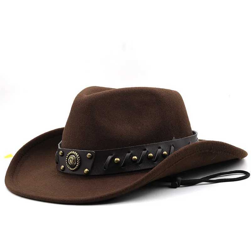 Designer brand Western cowboy hat wool jazz top hat mens and womens autumn and winter felt Big En C Gorras Para Hombres W241225