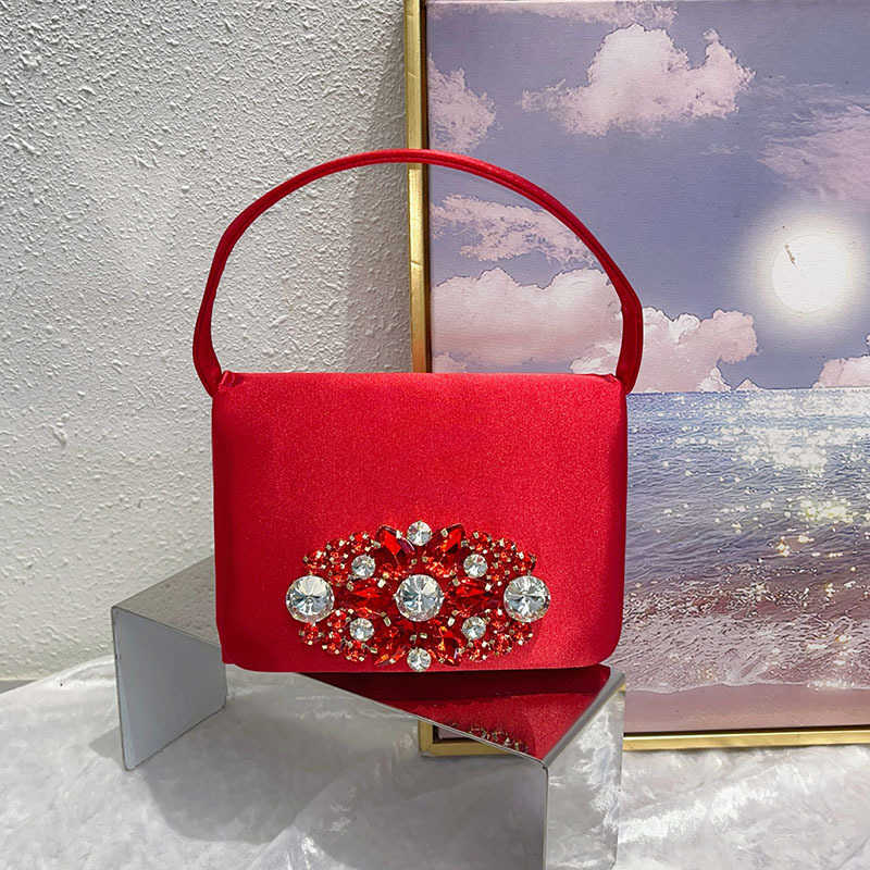 French Style Small Fragrance Socialite Evening Bag Shiny Rhinestones Handbag Small Tote Bag Luxury Hobo Bags 241226