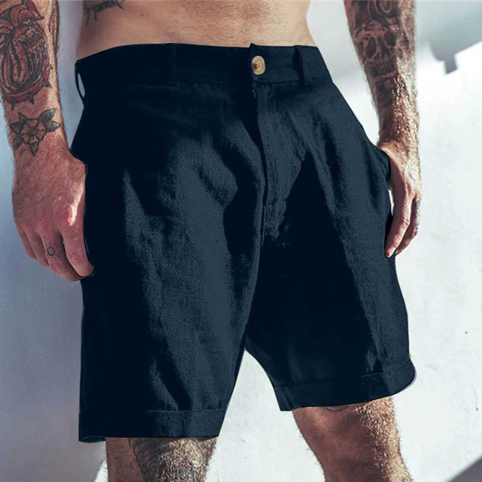 Mens Short Length Mens Linen Short Style Classic Ultra Thin Casual Elastic Waist Summer Beach Short Style Bermuda Para Hombre W241226