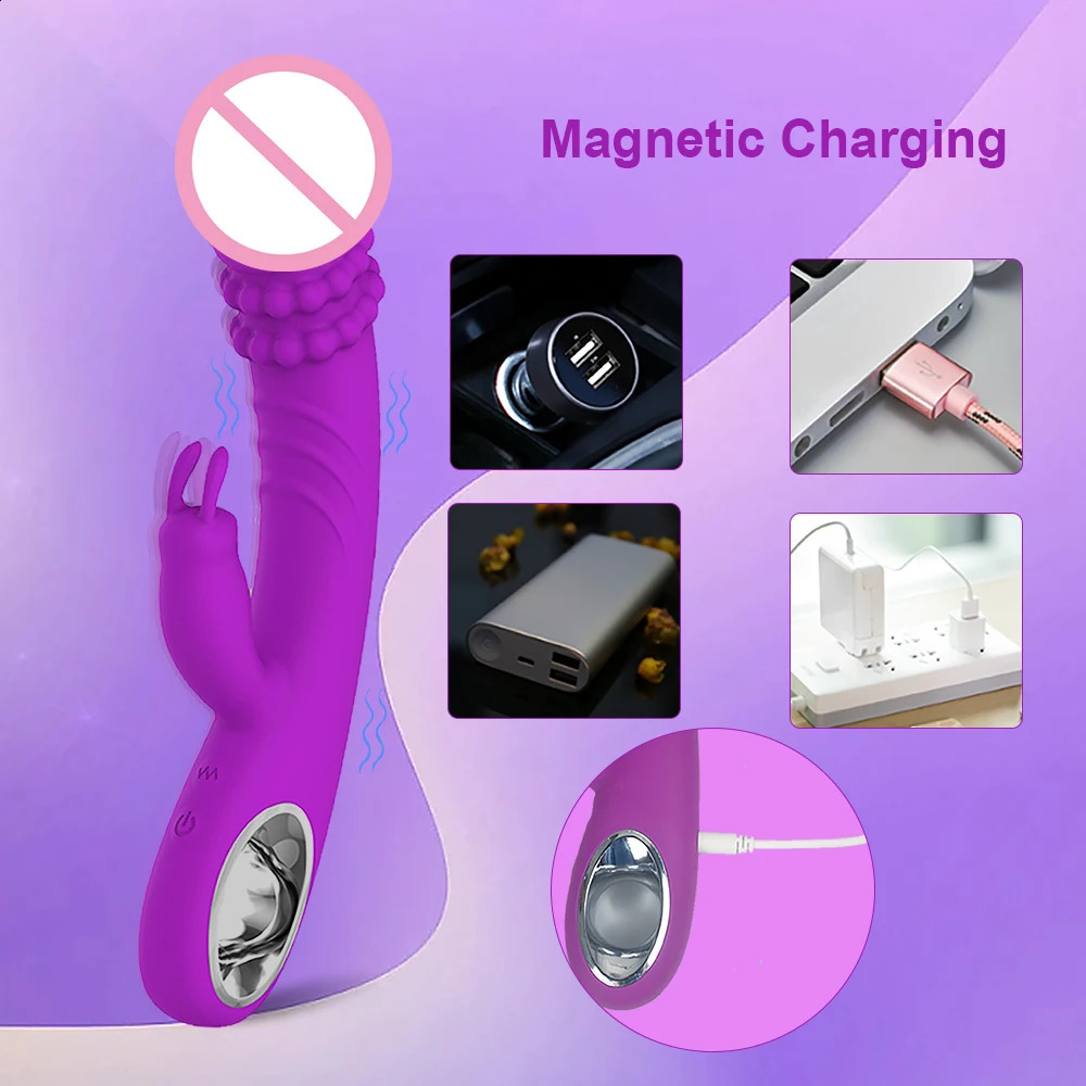 Powerful Rabbit Vibrator for Women G Spot Clitoris Stimulator Vagina Nipple Massage Dildo Masturbation Adults Sex Toy Female 241226