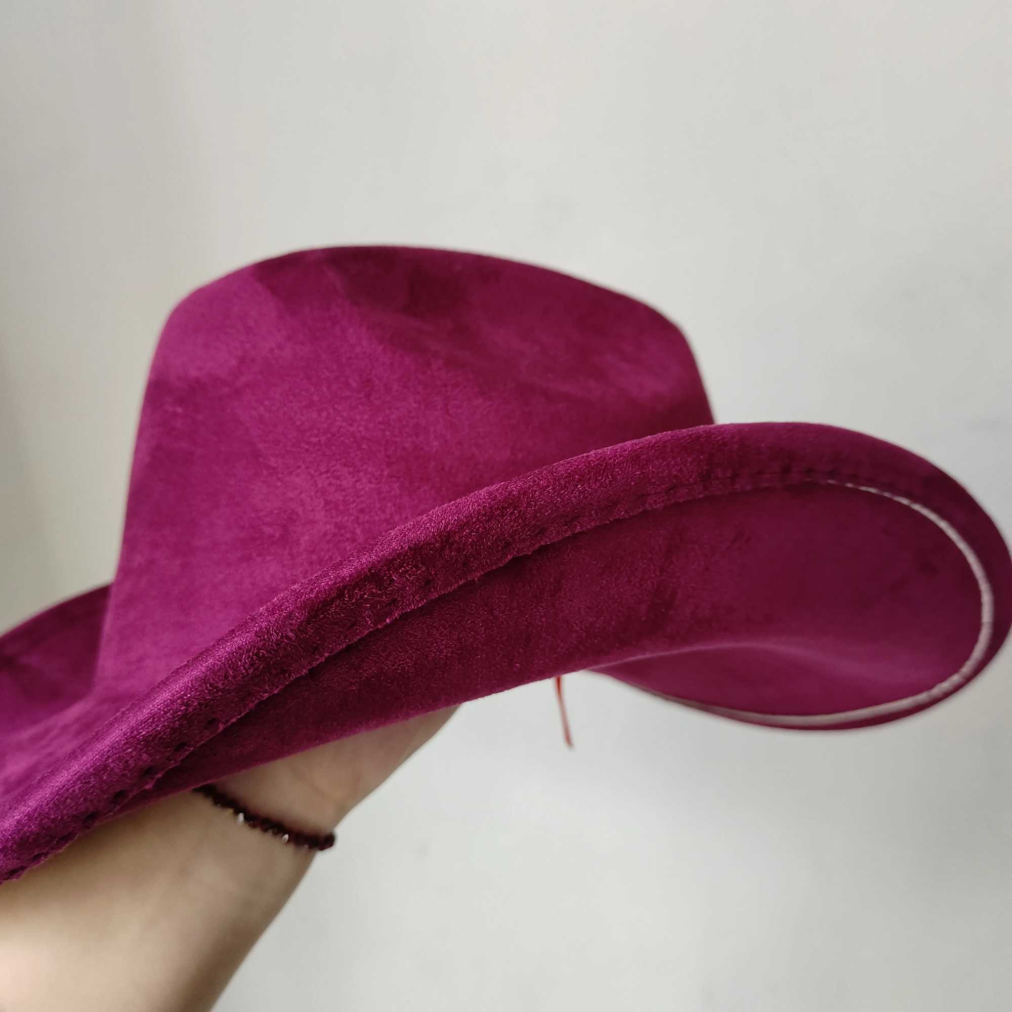 Classic Suede Leather 7.5CM Western Cowboy Womens Fedora Hat Mens Church Jazz Hat Fashion Travel Party Hat Cowboy Hat 2024 W241225