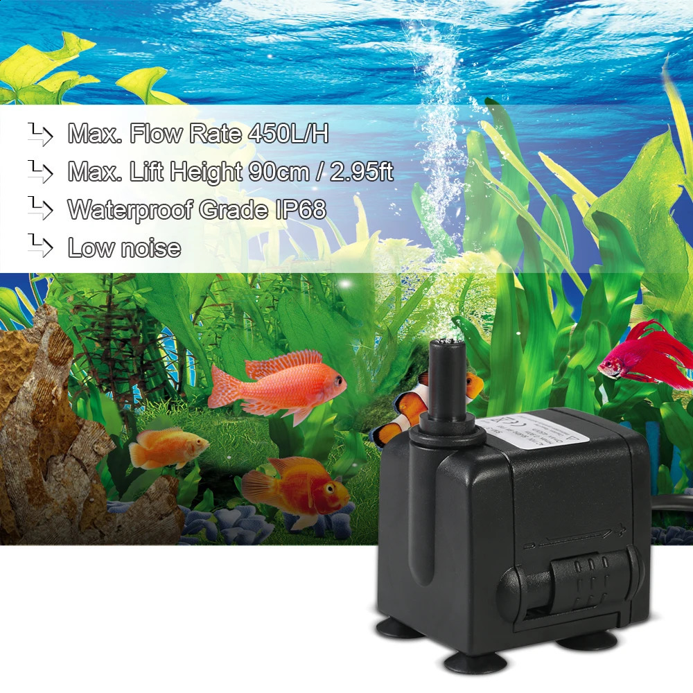 450L/H 6W Water Pump Submersible Pump For Aquarium Fountain Pond Pump Fish Tank Garden Pond Pumps Fountain Mini Pomp 110-240V 241225