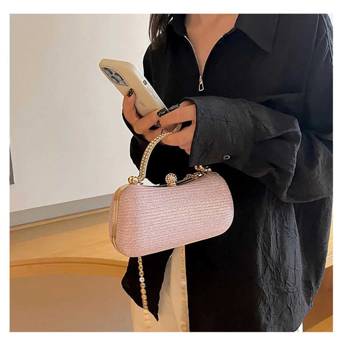 High Quality Luxury Design Womens Evening Bag Party Banquet Flash Top Handbag Womens Wedding Clutch Handbag Wallet Chain Shoulder Bag T241225