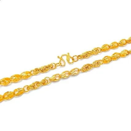 18K gold wheat necklace domineering mens twist melon seed chain AU750 thick jewelry for men 241226