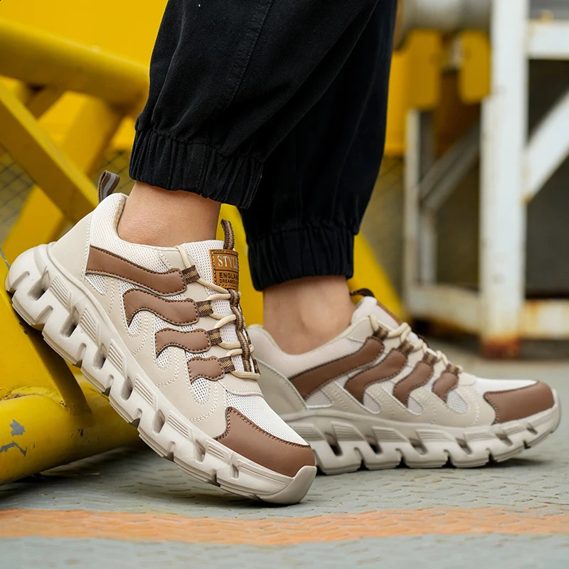 Safety Shoes For Women Men Anti-smash Anti Puncture Work Sneakers Non Slip Steel Toe Shoes Platform Sneakers Protective Shoes 241226