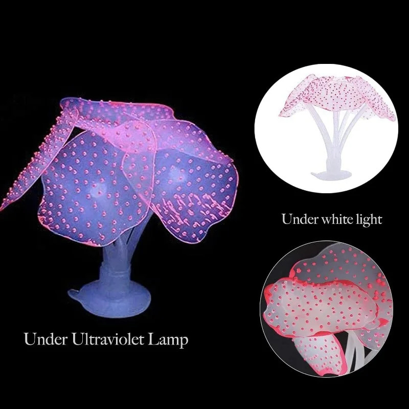 4 Pieces Aquarium Fish Tank Decorations with Glowing Effect Silicone Glow Artificial Ornament Coral Reef Plants Accessories 241225
