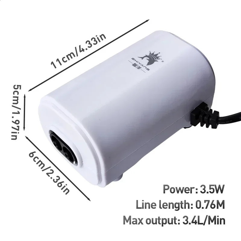 3.5W Double Hole 220V-240V Aquarium Silent Air Pump Adjustable Oxygen Pump 110V Fish Tank Bubble Pump Aquarium Air Compressor 241225