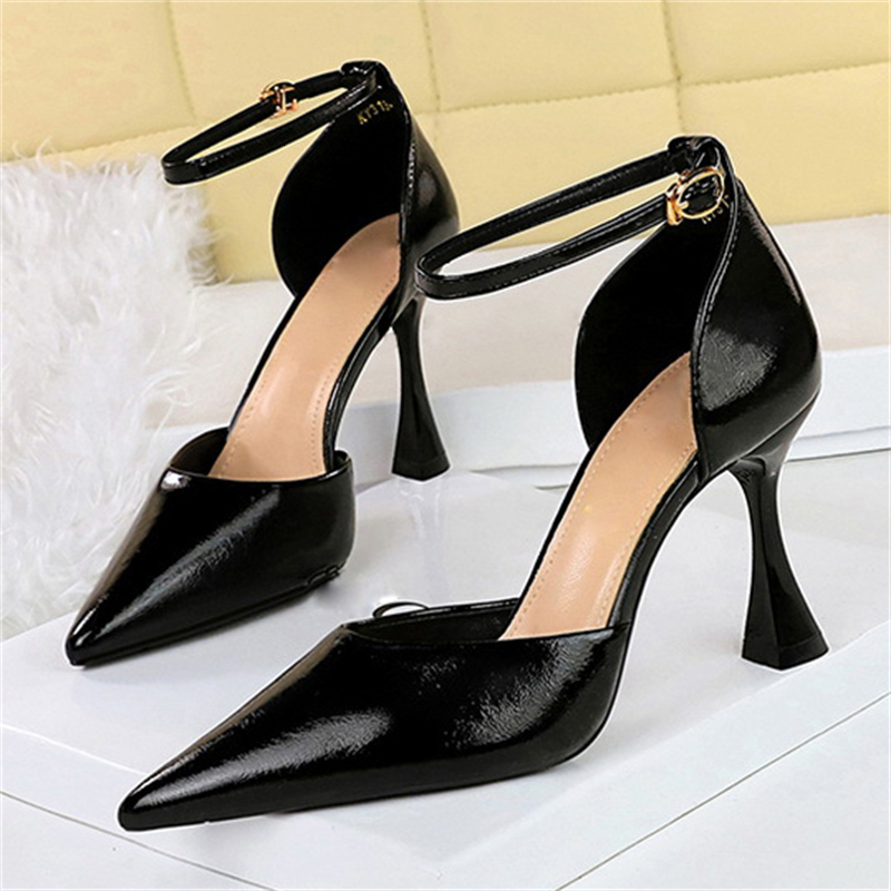 Spring Autumn Patent Leather High Sier Woman Pumps Sexy Party Sandals Banquet Shoes Female Heels Plus Size 42 43