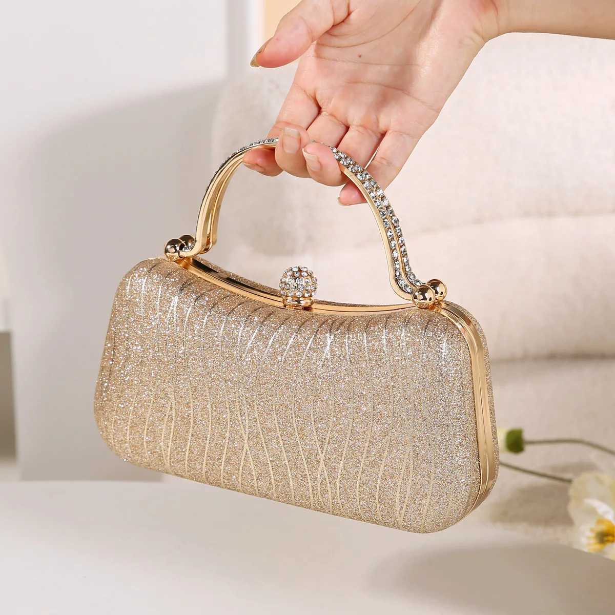 High Quality Luxury Design Womens Evening Bag Party Banquet Flash Top Handbag Womens Wedding Clutch Handbag Wallet Chain Shoulder Bag T241225