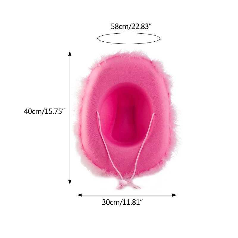 Fashion Pink Cowboy Hat Brim Cowboy Hat Carnival Role Play W241225