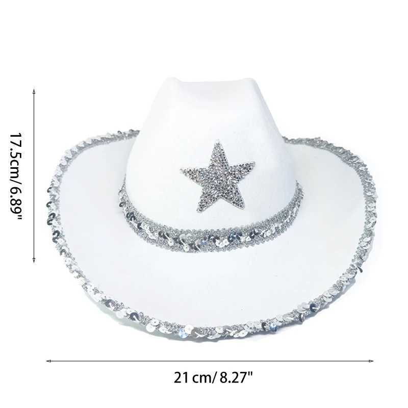 Pentagram Cowboy Hat Star Glitter Birtay Party Hat Cowboy Hat Female Performance Hat Adult Party Hat Cosplay W241225