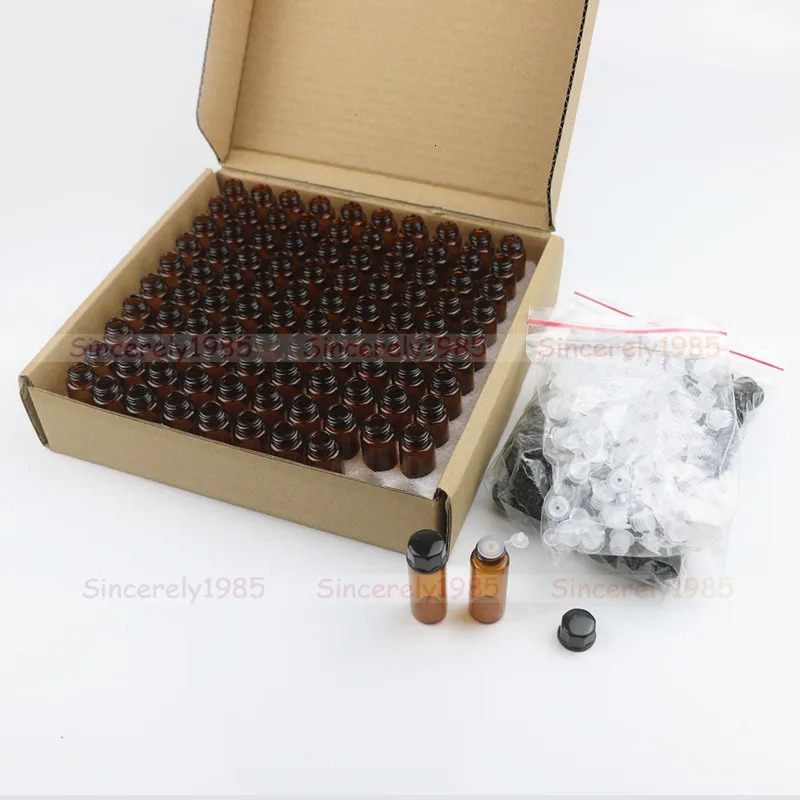 100pcs 1ml/2ml/3ml/5ml/10ml Empty Glass Orifice Reducer Bottles for Essential Oils Refillable Sample Vials Dropper Drop Dram 241225
