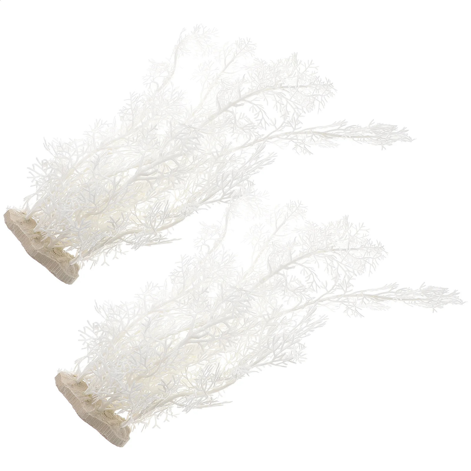 2 Pcs Plastic Fish Tank Aquarium Plants Aquatic Silk White Betta Large Decorations 241225