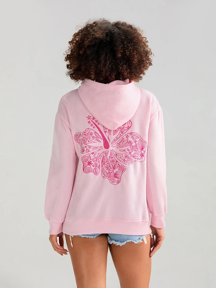 Womens Beach Hoodies Long Sleeve Flower Embroidery Oversized Sweatshirts Casual Streetwear Tops 241225