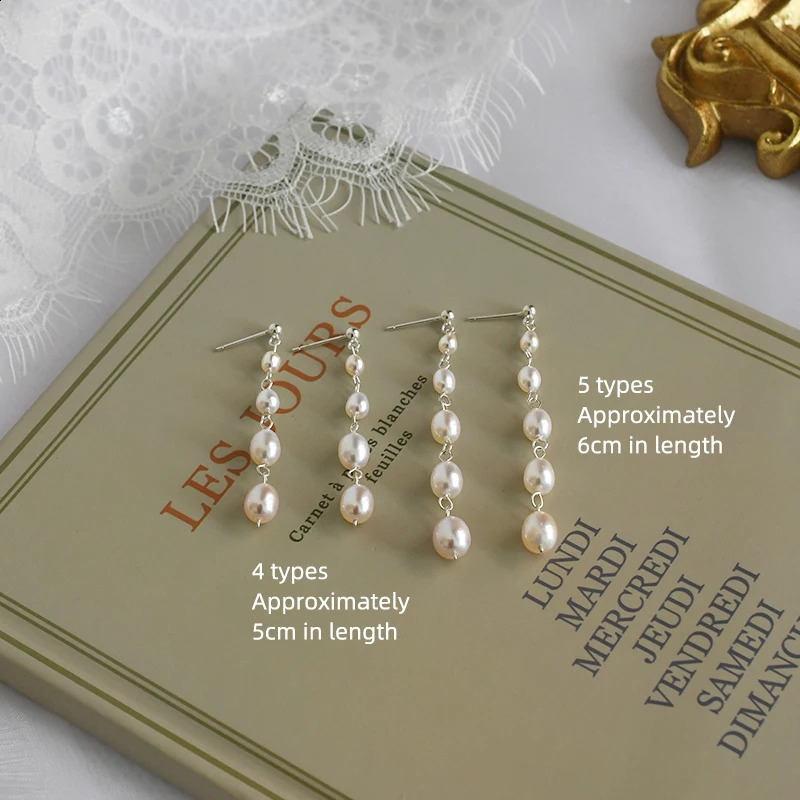 ASHIQI White Freshwater Pearl Long Tassel Earrings for Women with 925 Sterling Silver Handmade Fashion Jewelry Gift 241226