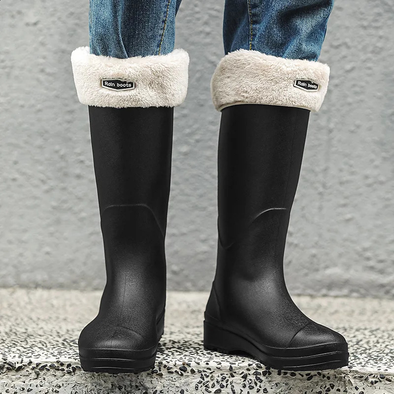 Rain Boots High-top Same Style for Men and Women Waterproof Shoes Long Boots Rubber Shoes Lightweight Non-slip Overshoes 241226