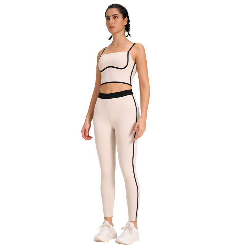 FEMME FINESS Exercise Yoga Suit Two Piece Nude Feeling Reversible Brushed Outdoor Running Fitness Sling Yoga Wear