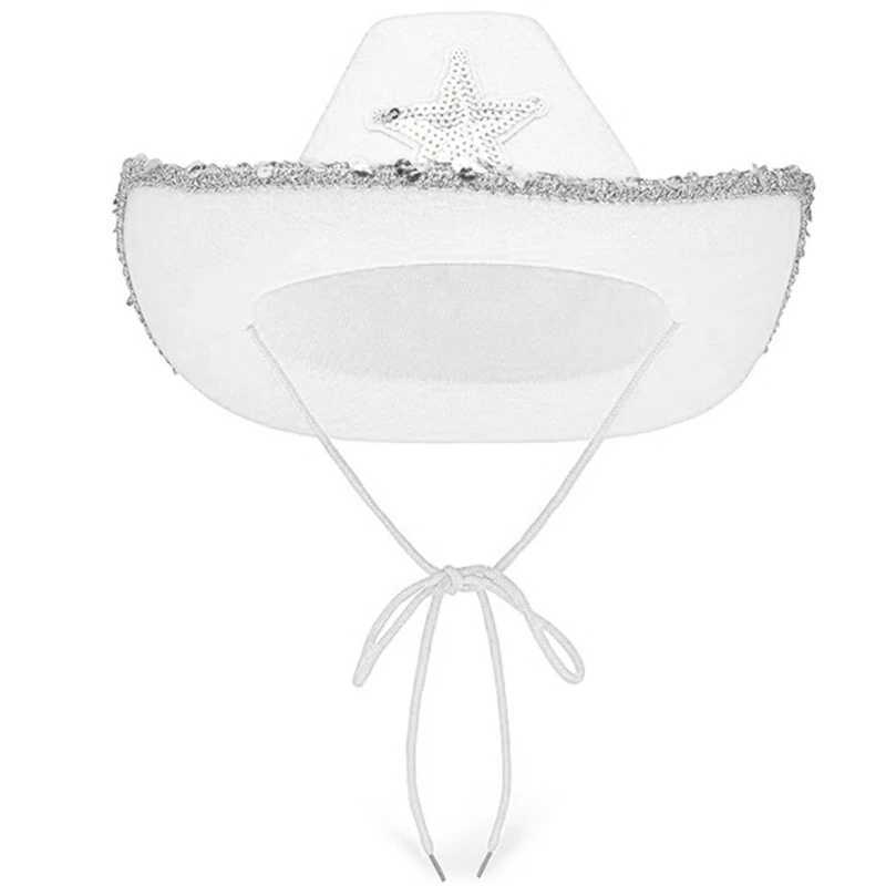 Felt Cowboy Hat Western Cowgirl Hat Costume Glitter Hats C for Kids Boys Girls W241225