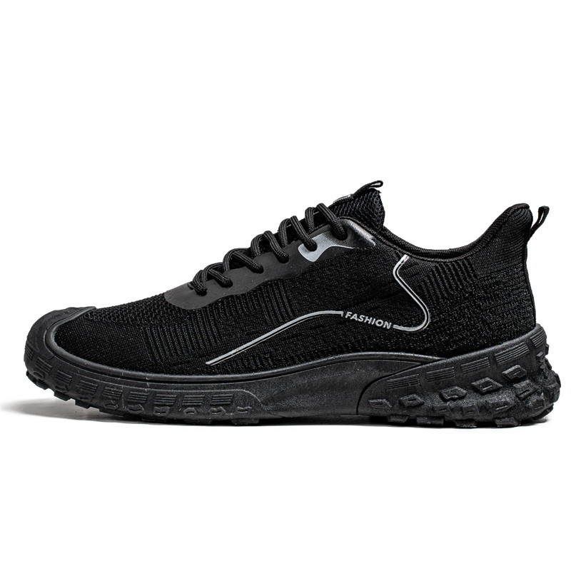 Men Sports Shoes Fashion Breathable Fly Woven Mesh Versatile Casual Style Anti-Slip Increasing Height Triple Black Beige Grey fashion