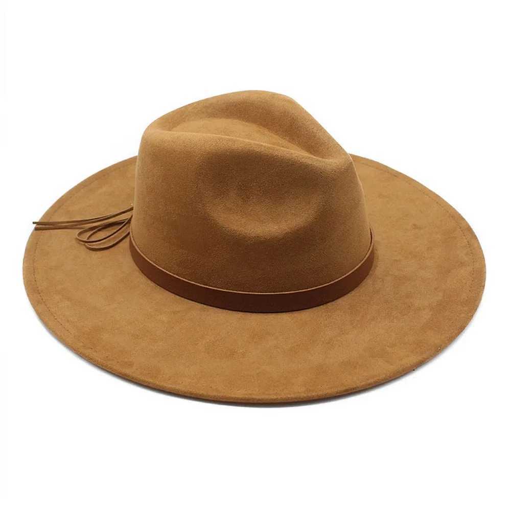 Autumn and winter neutral denim hat plain weave Fedoras suede 57-58cm jazz style retro imitation leather Strs 2023 new NZ0090 W241225