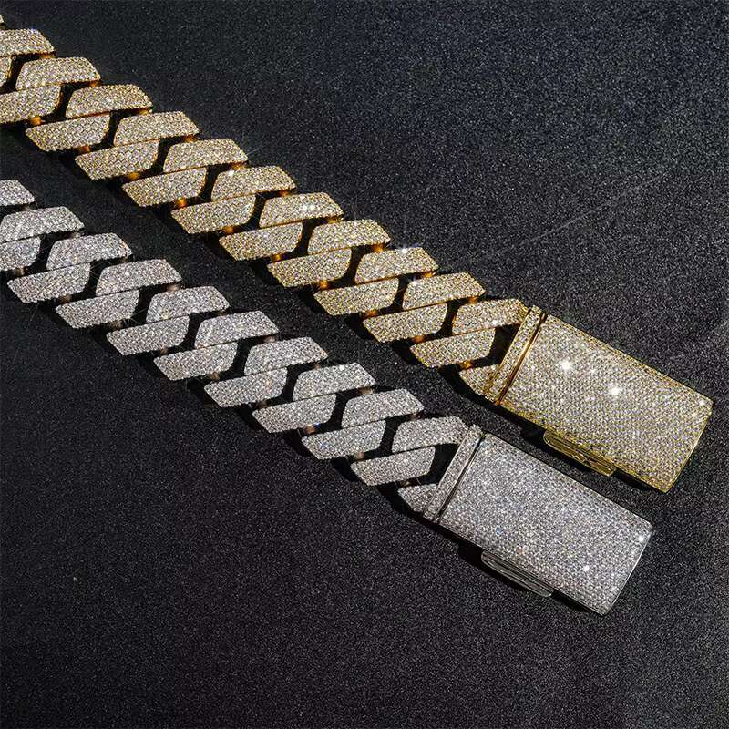 New Arrive 15Mm/20Mm Iced Out Hip Hop Jewelry 20Mm 4 Rows Moissanite S Sier Cuban K Chain Necklaces