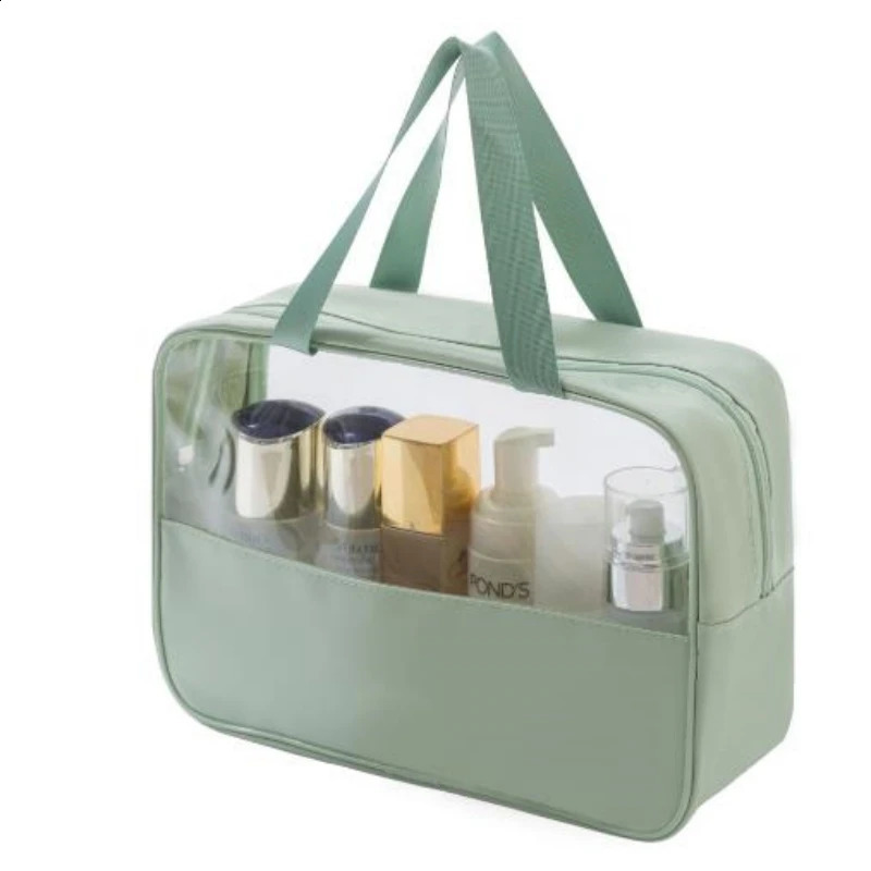 Portable cosmetic bag with large capacity and good looks travel storage bag PU splicing toiletry bag 241226