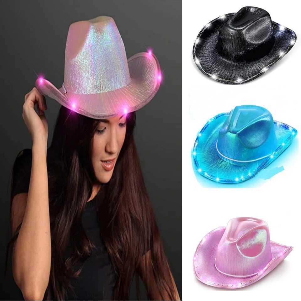 Pearl Shining Pink Cowboy Hat Womens Holiday Clothing Western Cowboy Hat Party Womens Wide Brim Cs New W241225