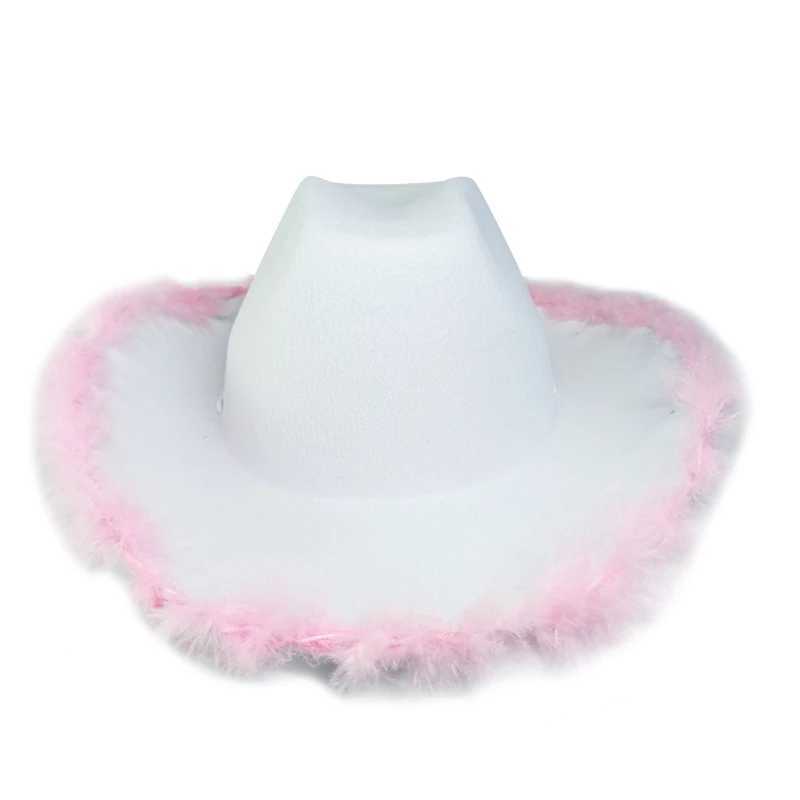 Fashion Pink Cowboy Hat Brim Cowboy Hat Carnival Role Play W241225