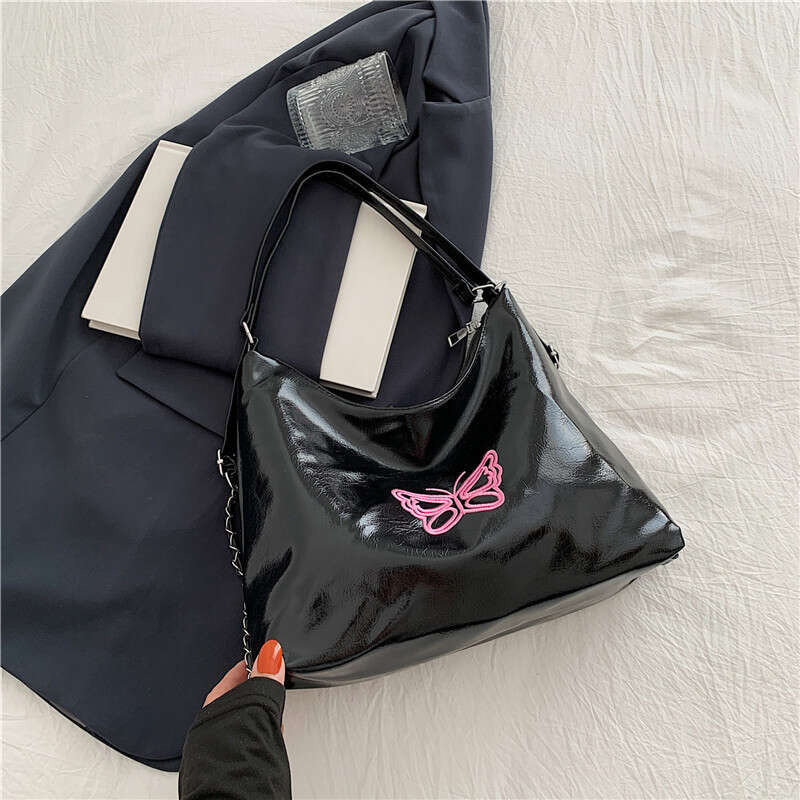New Fashionable Embroidered Butterfly Multi Purpose Shoulder Bucket Bag, Casual Soft Surface Large Capacity Women's Backpack
