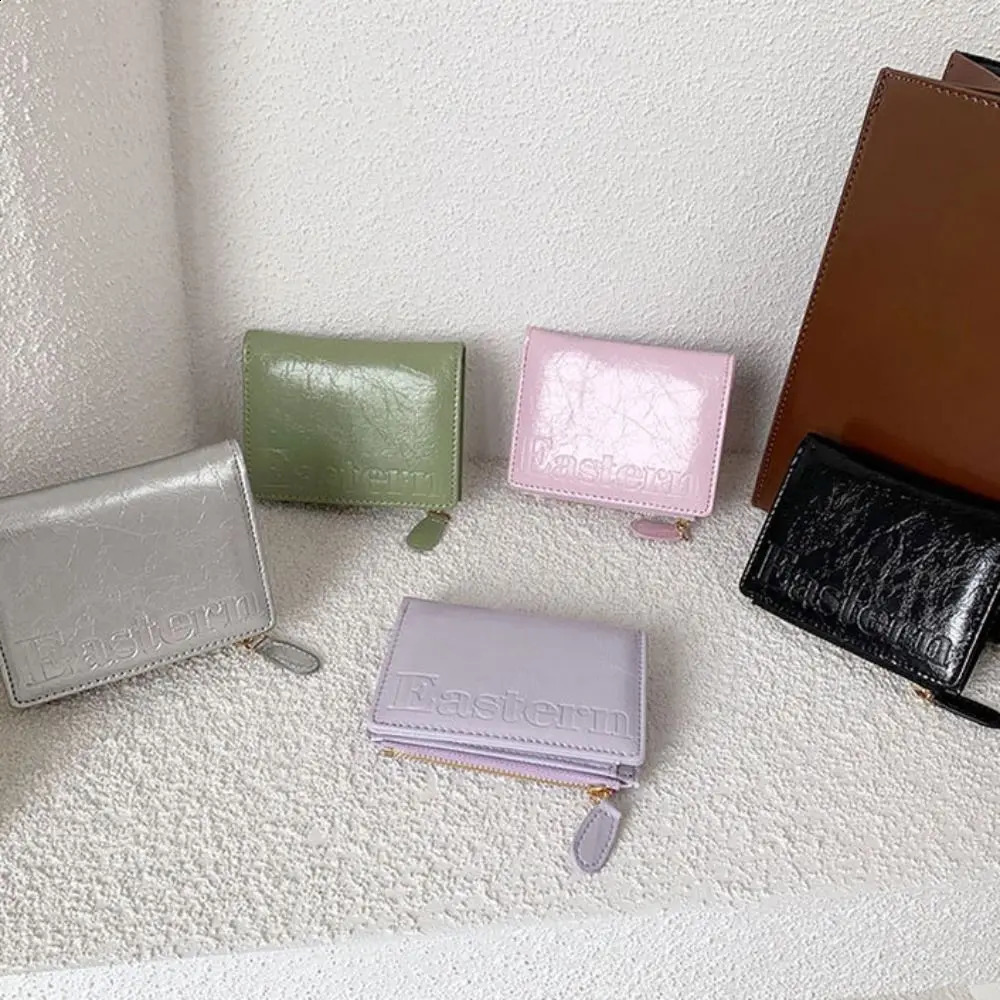 Waterproof Cracked Coin Purse Wallet Handheld Protective Case Money Purse Bag Silver PU Leather Folding Card Holder Travel 241224