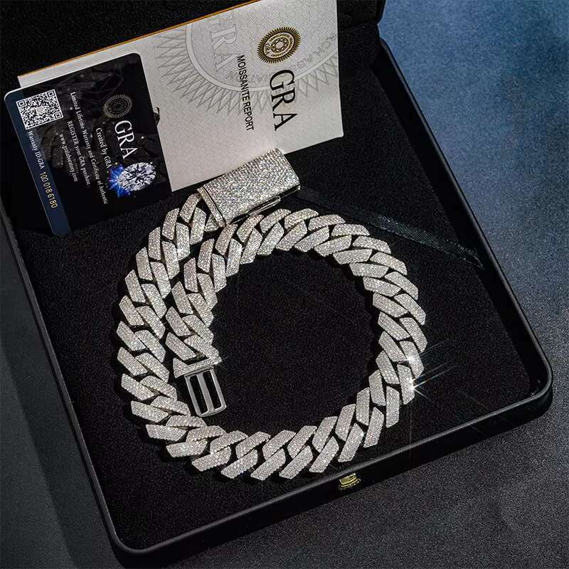 New Arrive 15Mm/20Mm Iced Out Hip Hop Jewelry 20Mm 4 Rows Moissanite S Sier Cuban K Chain Necklaces