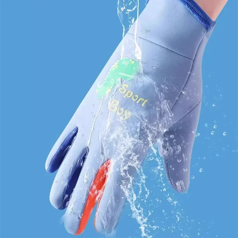 Winter Children Plush Warm Gloves Boys Girls Kids Outdoor Windproof Skiing Cycling Glow Students Toddler Mittens 241225