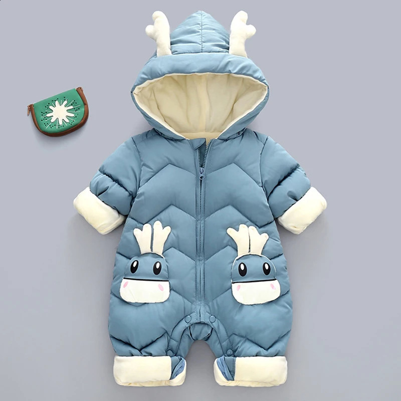 13Y Infant Thick Velvet Rompers Clothing Winter Autumn Padded Warm Onesie Baby Girl Boy Jumpsuit Kids Overalls born Down One 241225
